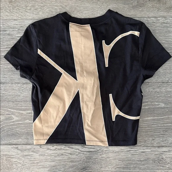 Calvin Klein Black and Cream Crop Top - Picture 2 of 3